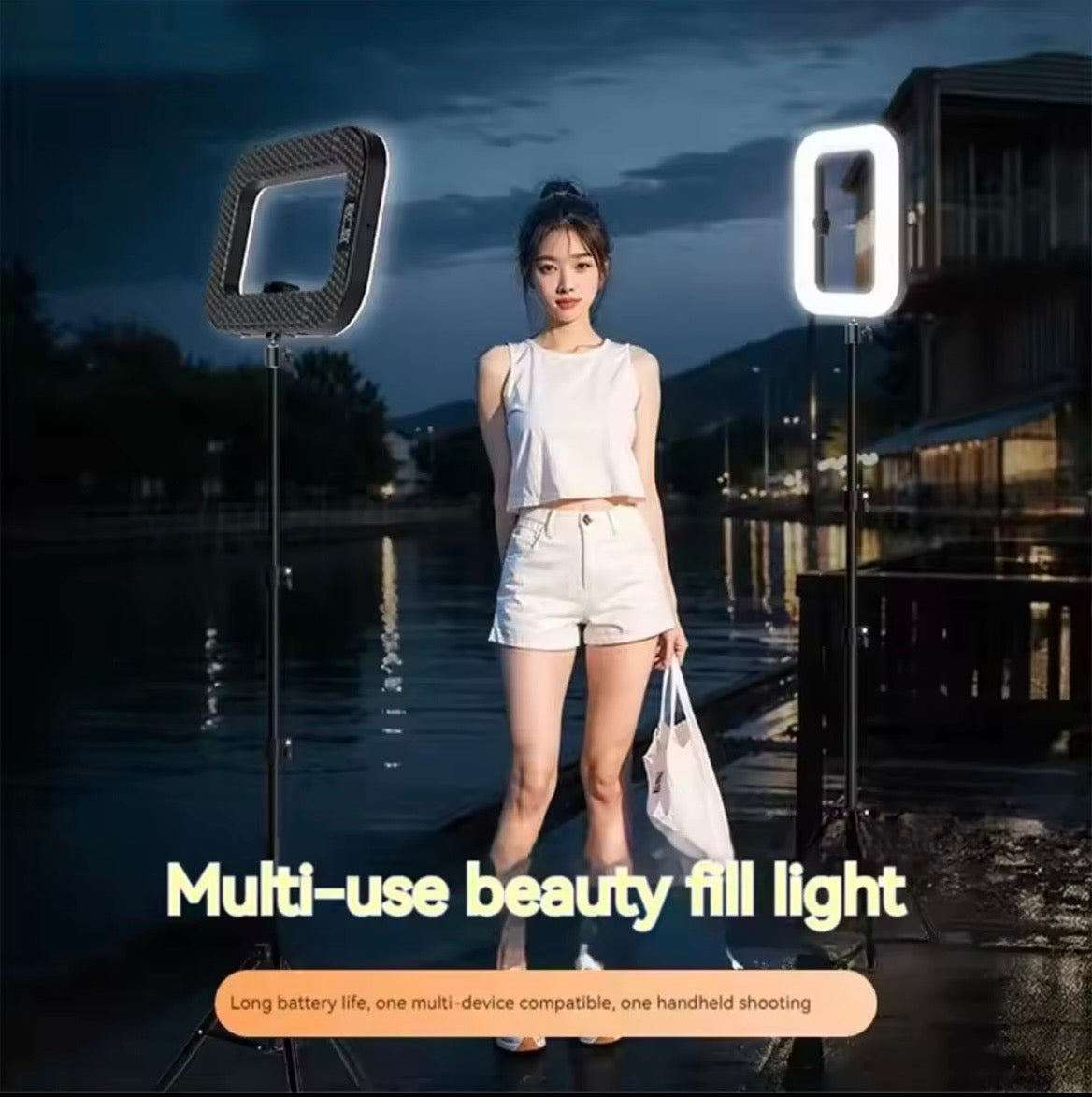 Roreta Handheld Ring LED Rechargeable Portable Mobile Phone Live Broadcast Photography Desktop Rabbit Cage Selfie fill Light