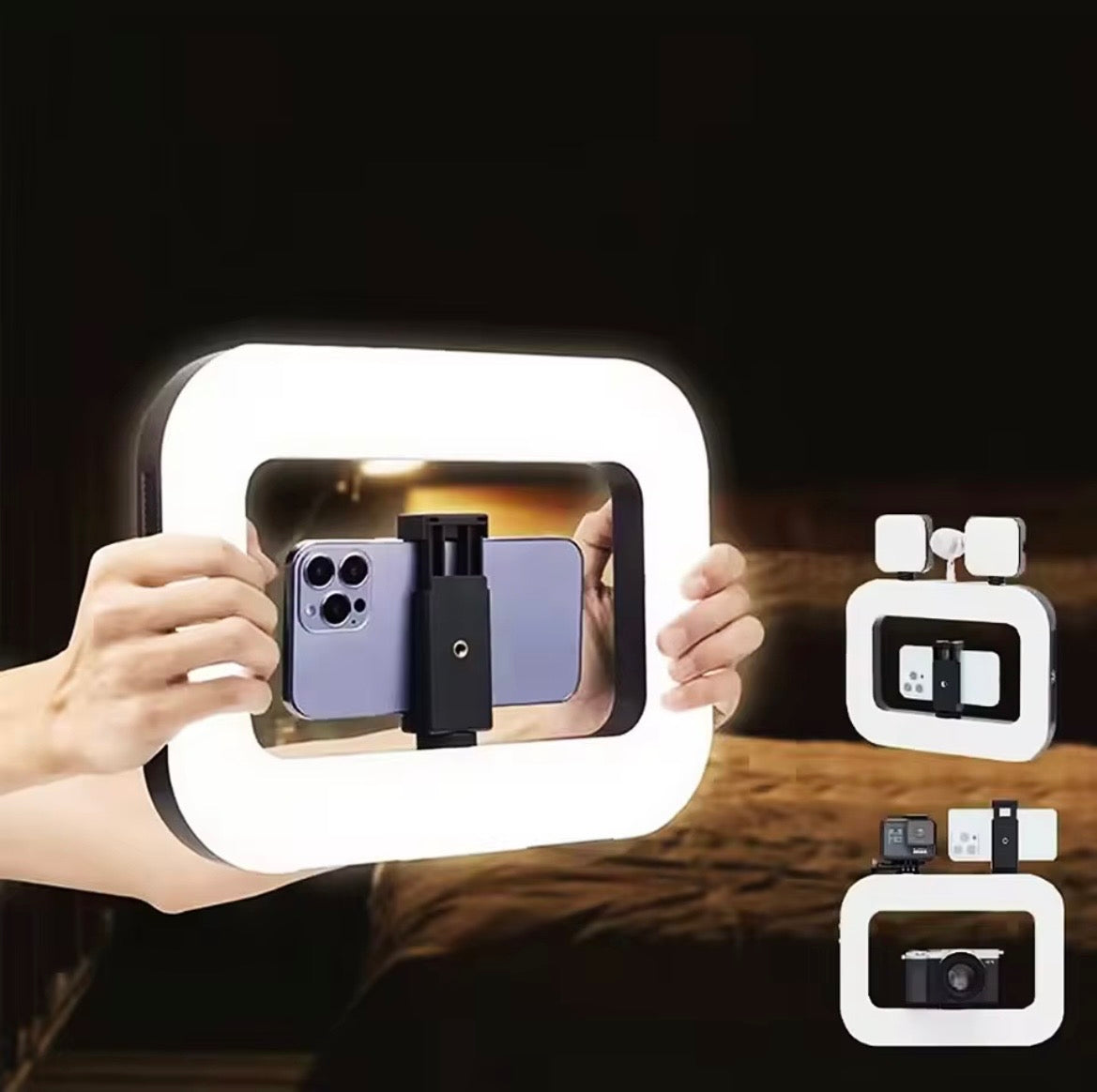 Roreta Handheld Ring LED Rechargeable Portable Mobile Phone Live Broadcast Photography Desktop Rabbit Cage Selfie fill Light